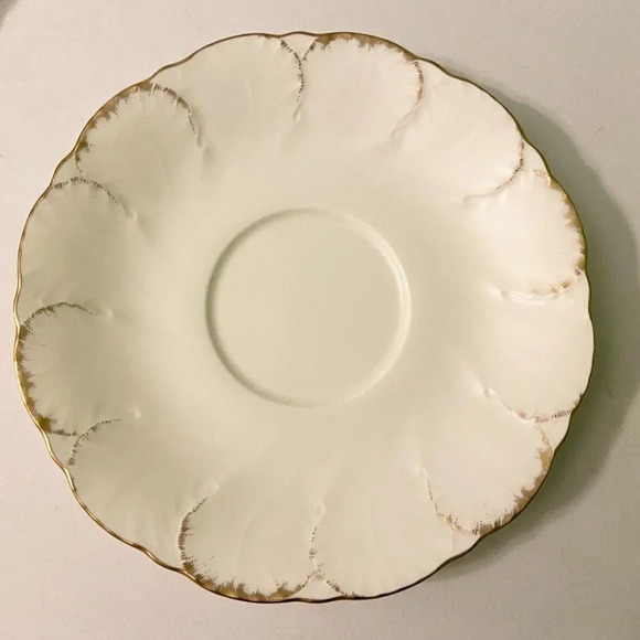 Vtg  80s Mikasa Saucer Set of 4 Simply Gold Pattern 6 1/4 Inch Ivory Bone China - Picture 8 of 16